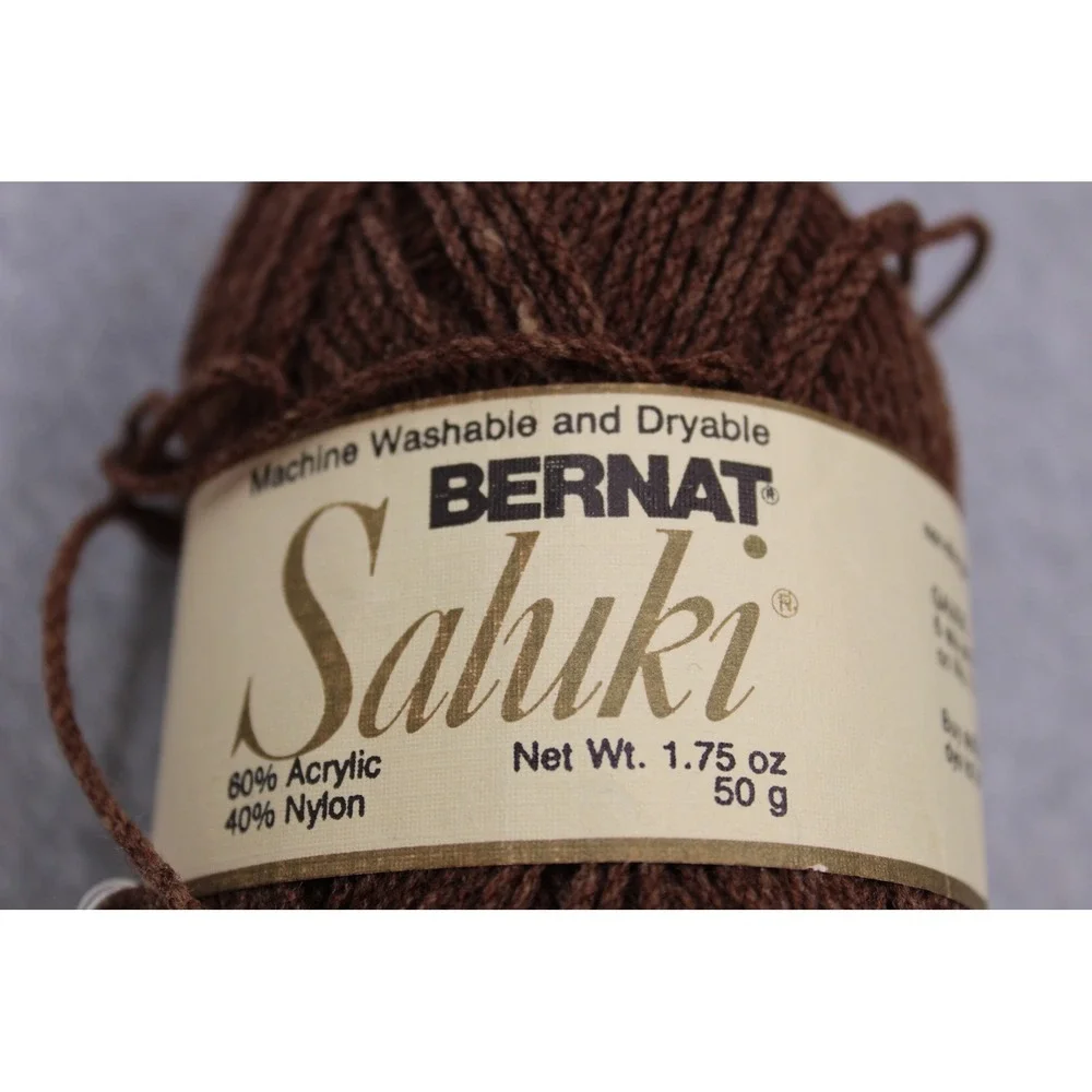 Bernat Yarn 1.75oz Brown Saluki Random Mahogany Acrylic Nylon 7 Skeins